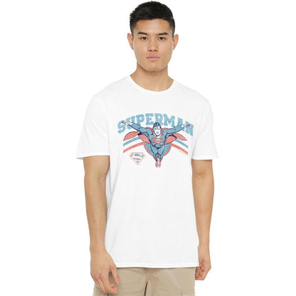 White - Lifestyle - Superman Unisex Adult Flying Stripes T-Shirt
