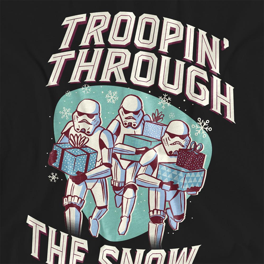 Black - Side - Star Wars Womens-Ladies Troopin´ Through The Snow Retro T-Shirt