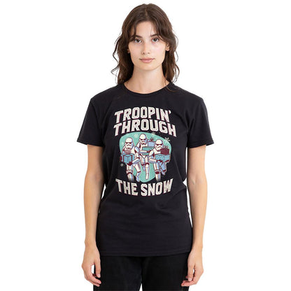 Black - Lifestyle - Star Wars Womens-Ladies Troopin´ Through The Snow Retro T-Shirt