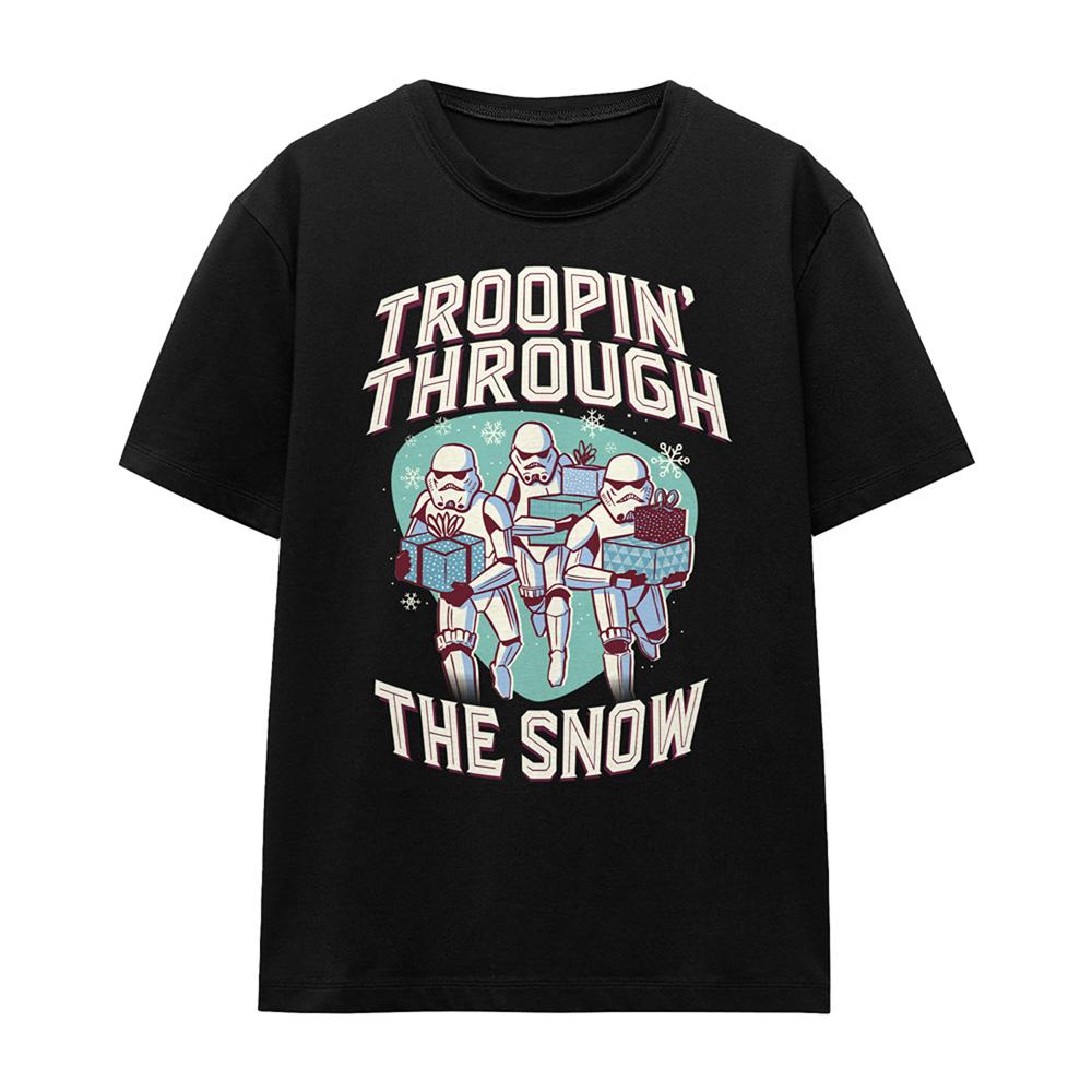 Black - Front - Star Wars Womens-Ladies Troopin´ Through The Snow Retro T-Shirt