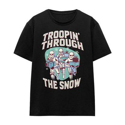 Black - Front - Star Wars Womens-Ladies Troopin´ Through The Snow Retro T-Shirt
