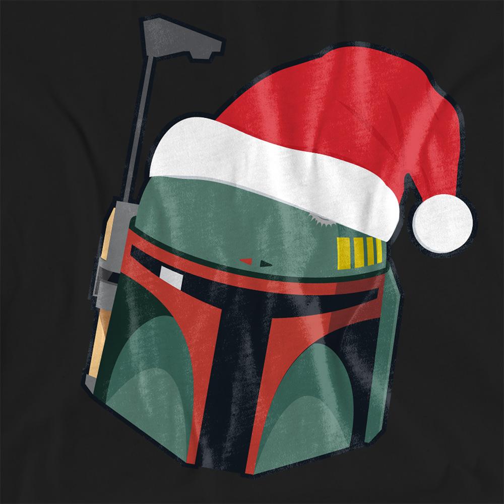 Black - Side - Star Wars Womens-Ladies Boba Fett Santa Hat Christmas T-Shirt