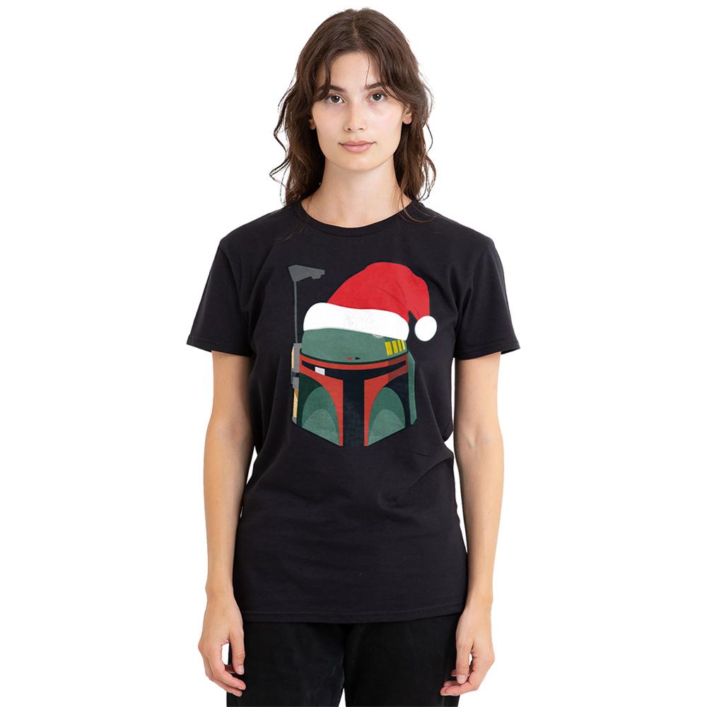 Black - Lifestyle - Star Wars Womens-Ladies Boba Fett Santa Hat Christmas T-Shirt