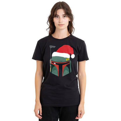 Black - Lifestyle - Star Wars Womens-Ladies Boba Fett Santa Hat Christmas T-Shirt