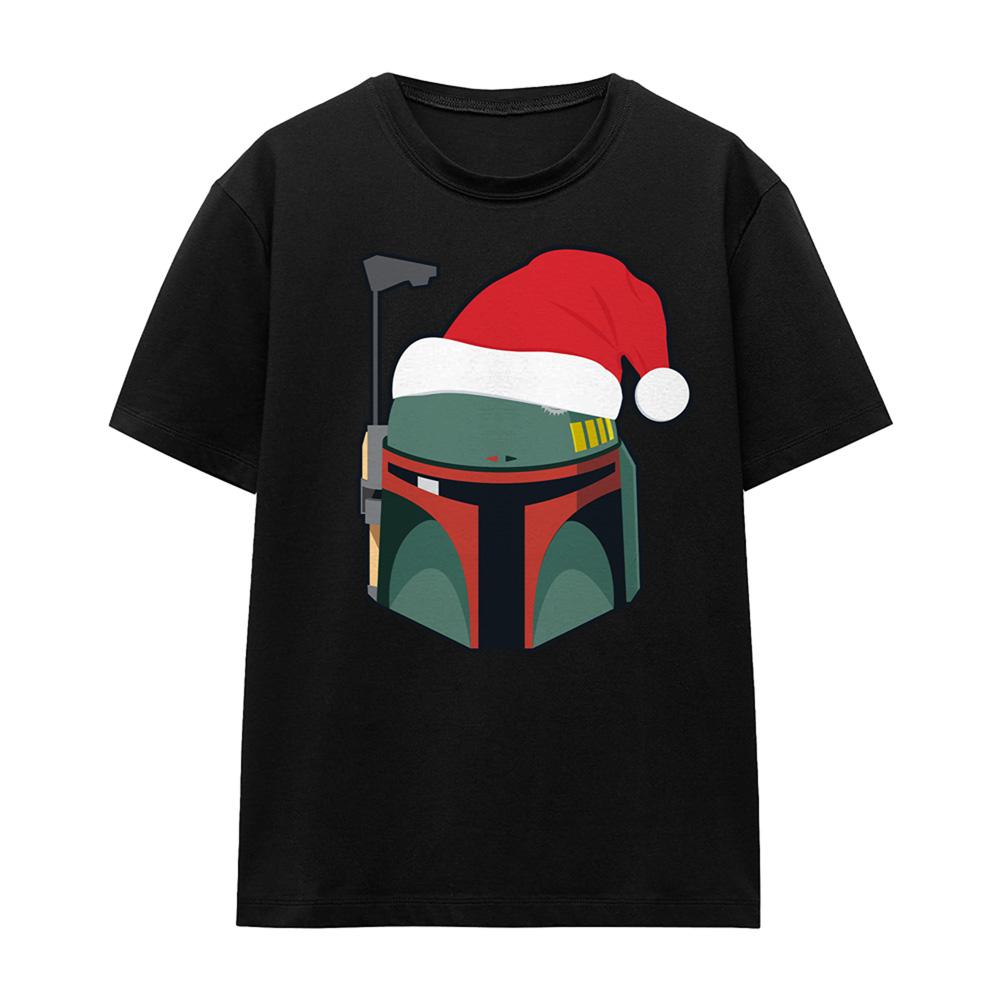 Black - Front - Star Wars Womens-Ladies Boba Fett Santa Hat Christmas T-Shirt