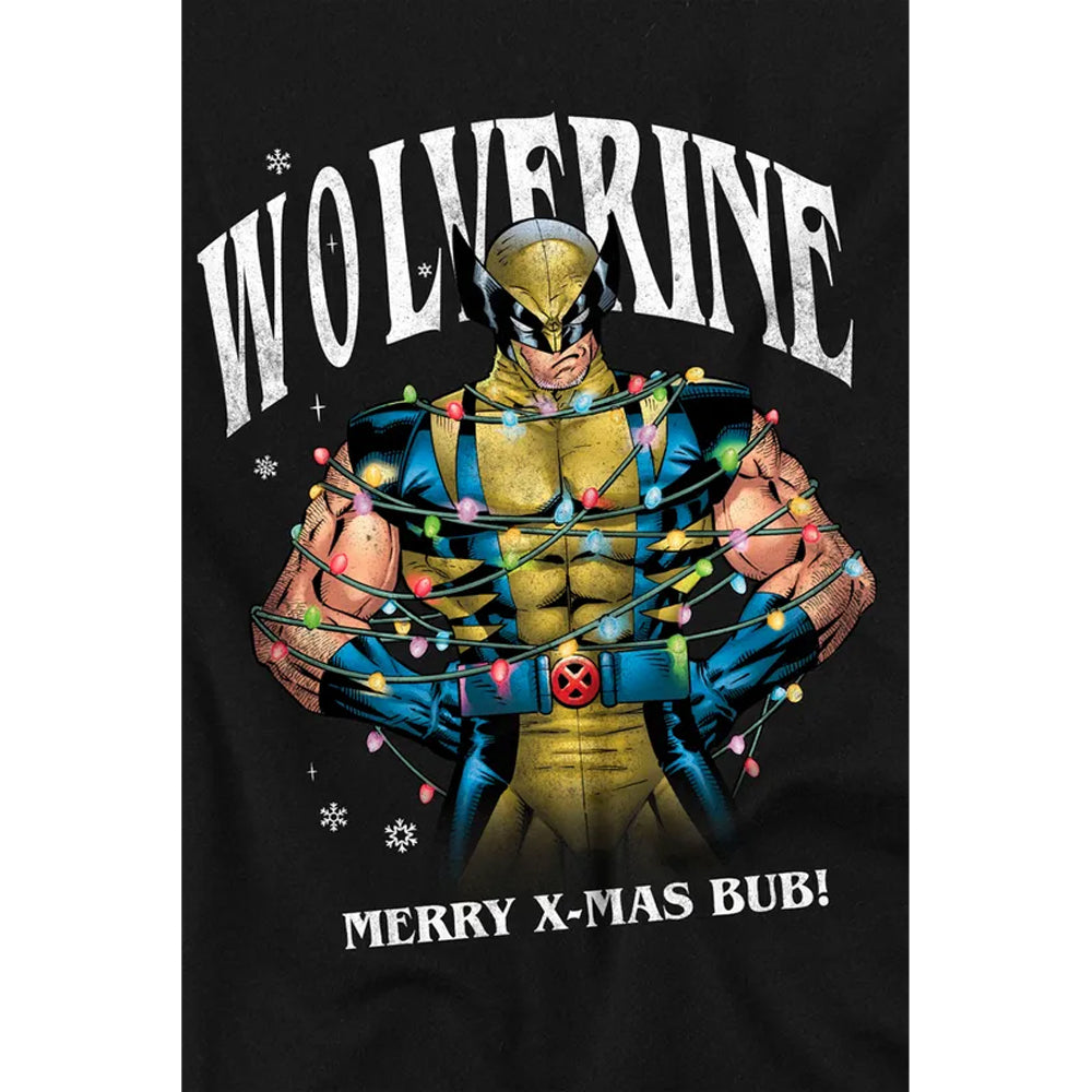 Black - Side - Marvel Womens-Ladies Merry Xmas Bub! Wolverine Long-Sleeved T-Shirt