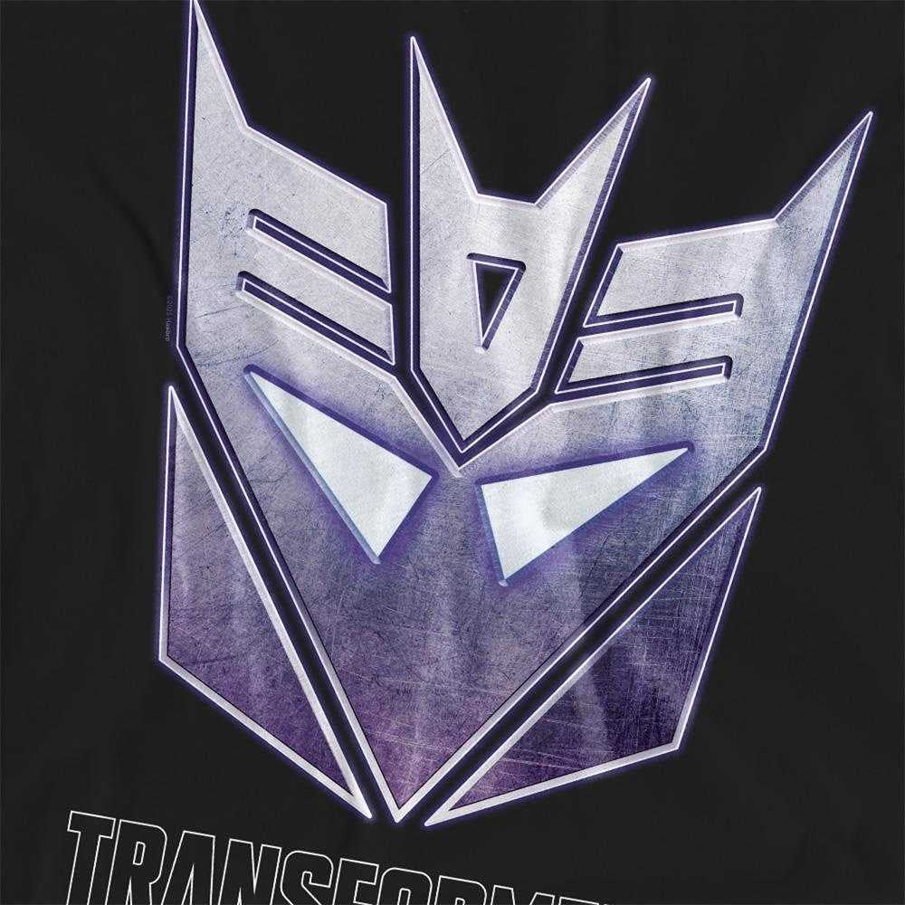 Black - Side - Transformers Womens-Ladies Generations Decepticon Steel Icon Logo T-Shirt