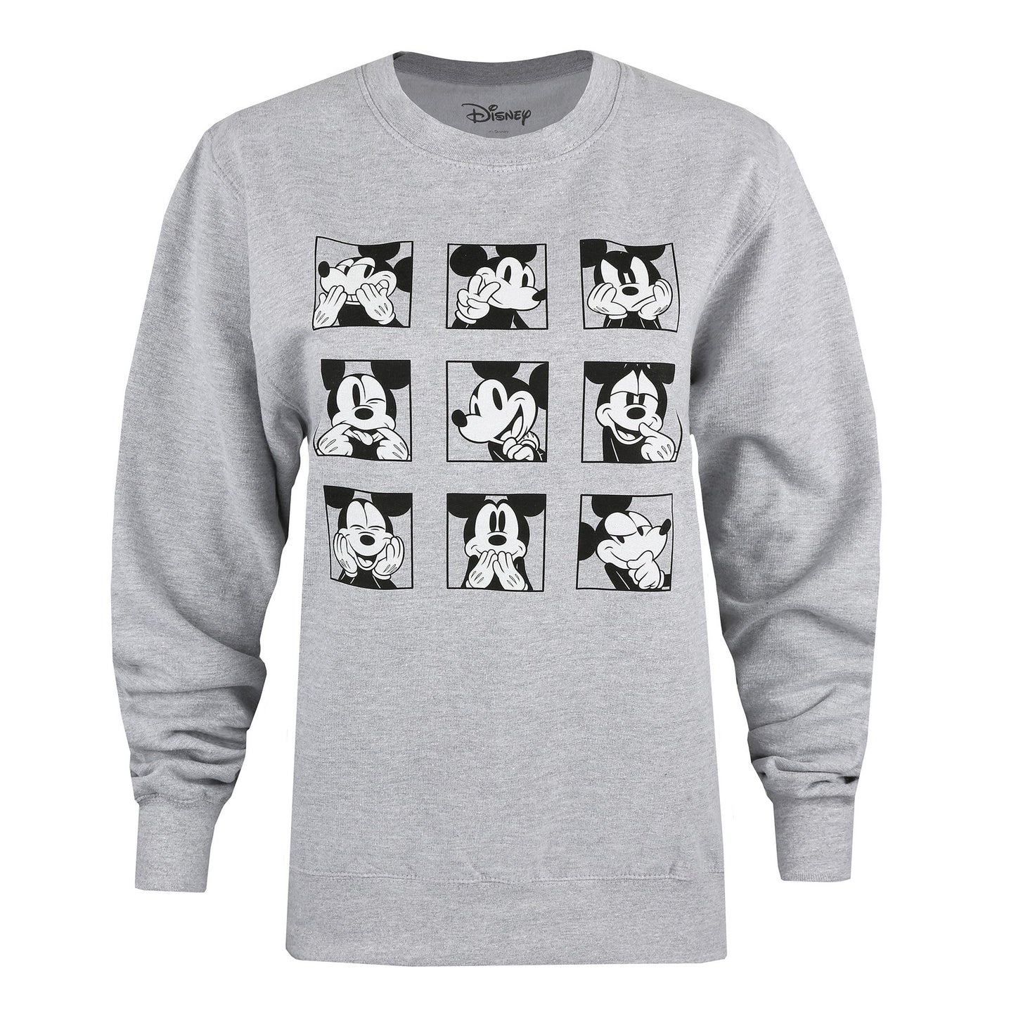 Sports Grey - Front - Disney Womens-Ladies Mickey Mouse Face Crew Neck Sweatshirt
