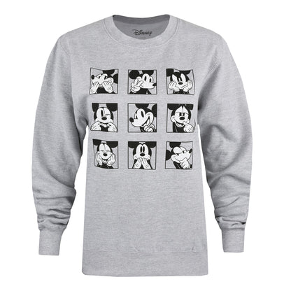 Sports Grey - Front - Disney Womens-Ladies Mickey Mouse Face Crew Neck Sweatshirt