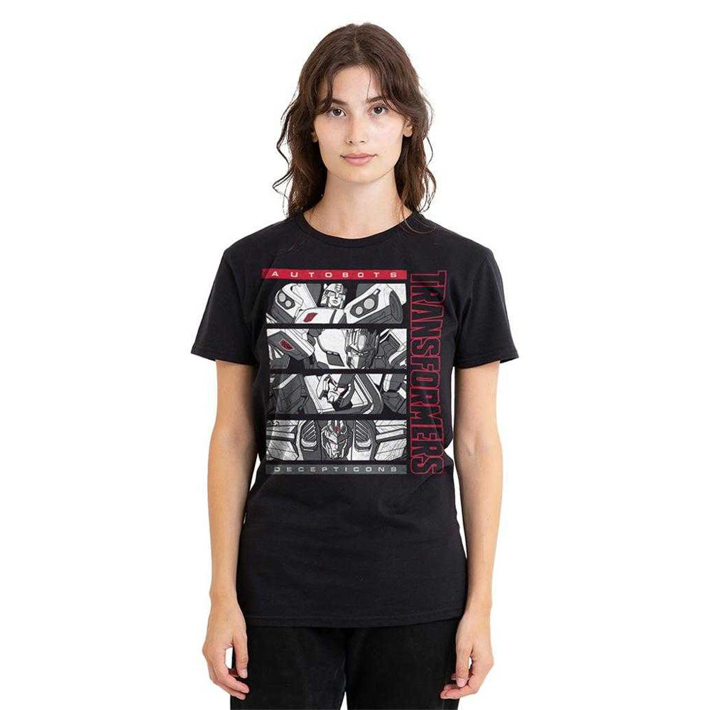 Black - Lifestyle - Transformers Womens-Ladies Generations Decepticons Autobots Boxed Logo T-Shirt