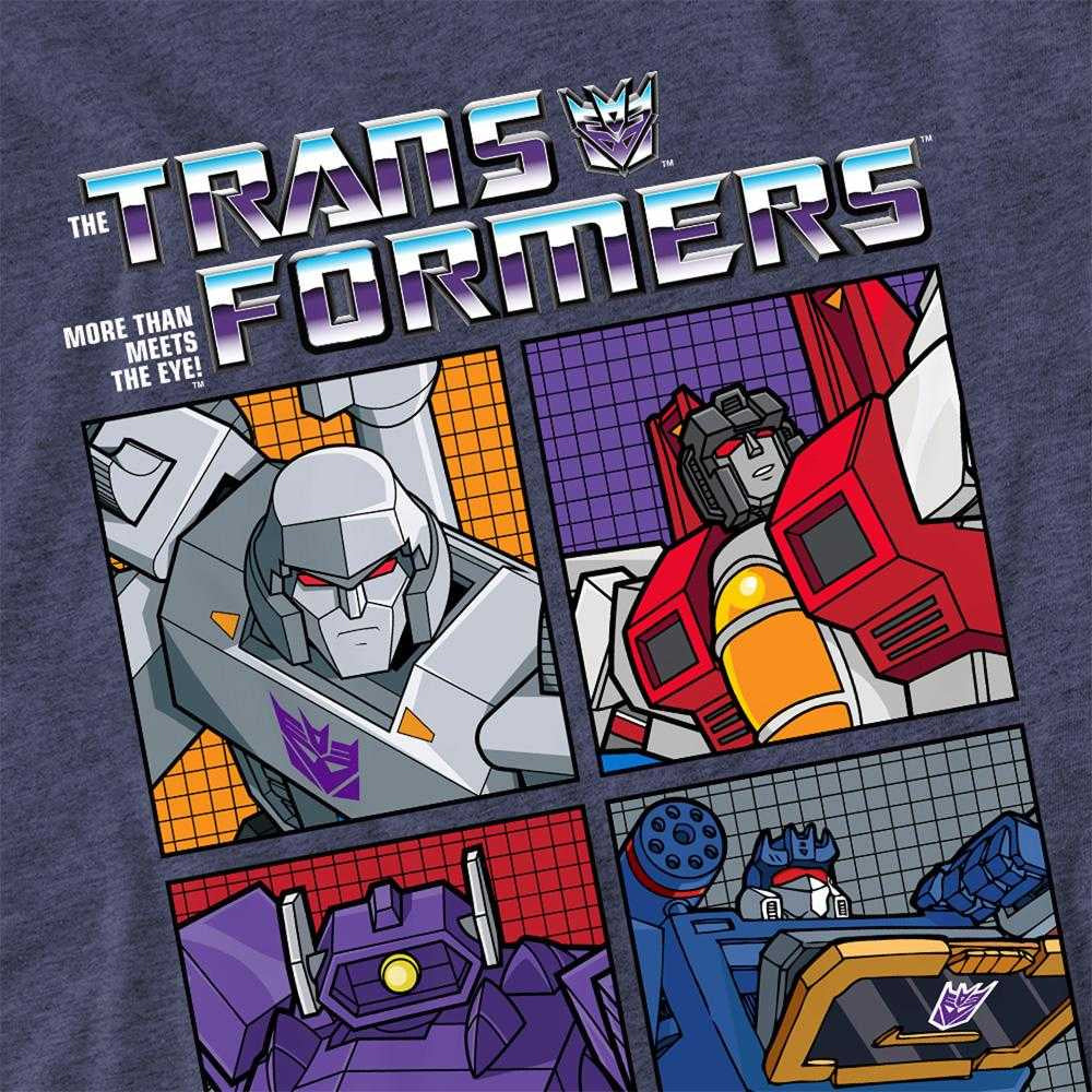 Navy - Side - Transformers Unisex Adult Generations Retro Villainous Decepticon Grid T-Shirt