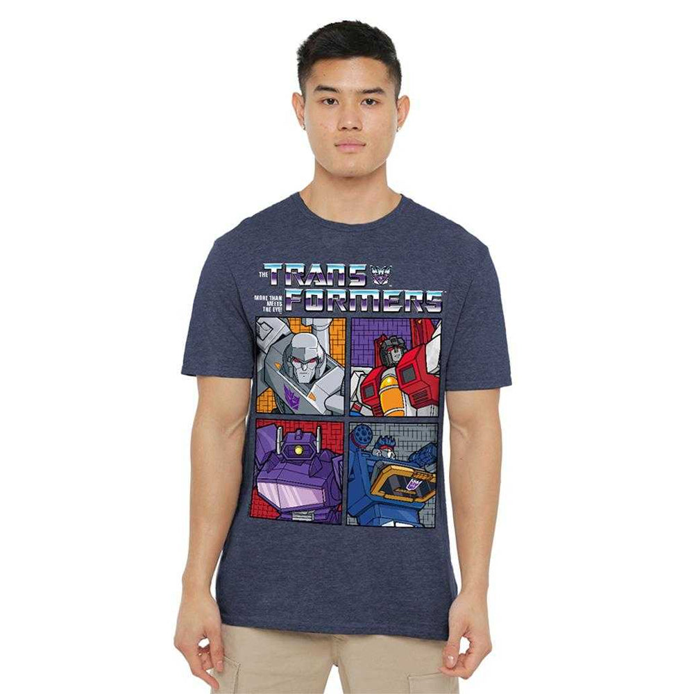 Navy - Lifestyle - Transformers Unisex Adult Generations Retro Villainous Decepticon Grid T-Shirt
