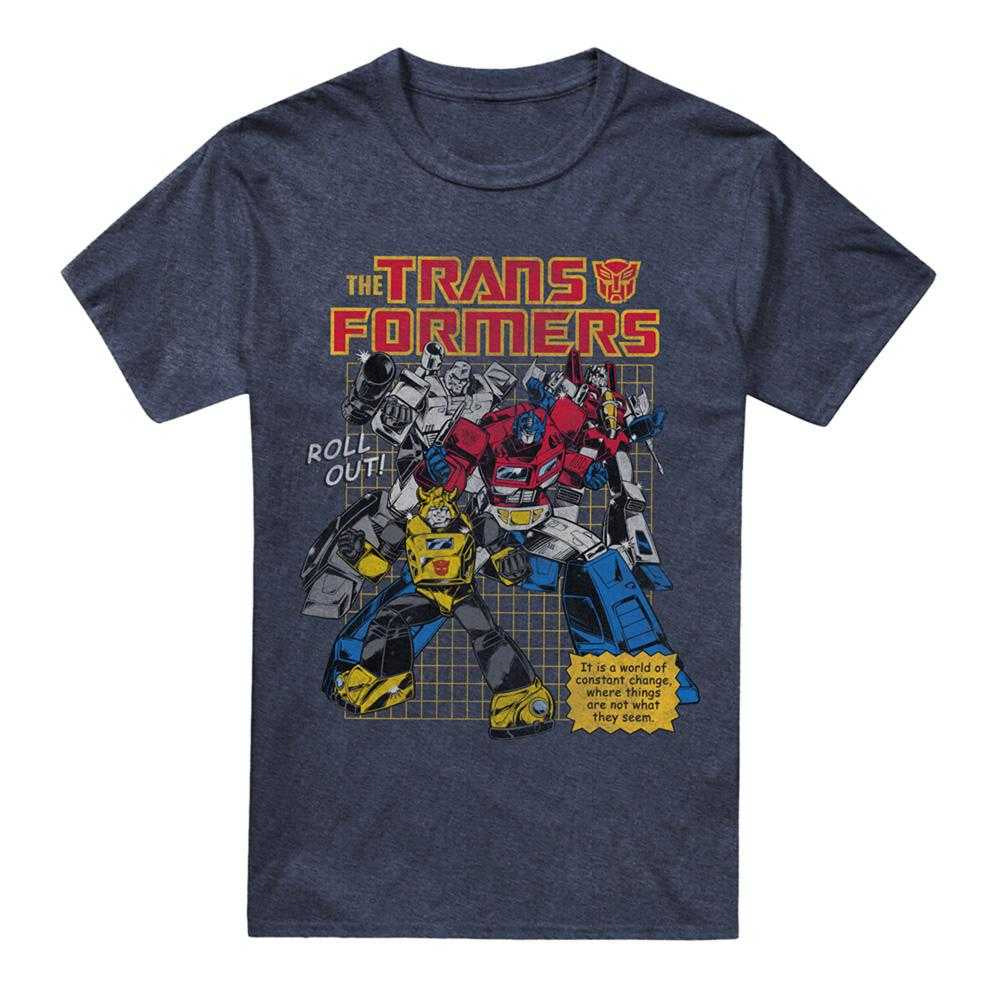 Navy - Front - Transformers Unisex Adult World Roll Out T-Shirt