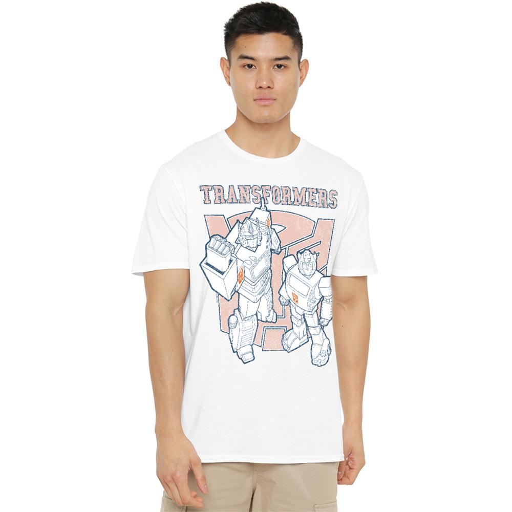 White - Lifestyle - Transformers Unisex Adult Generations Optimus Prime & Bumblebee Collegiate T-Shirt