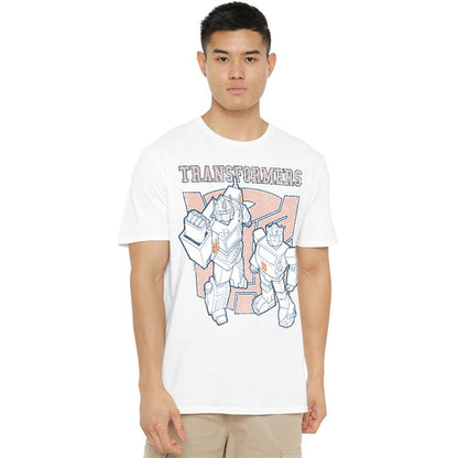 White - Lifestyle - Transformers Unisex Adult Generations Optimus Prime & Bumblebee Collegiate T-Shirt