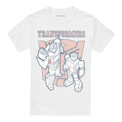 White - Front - Transformers Unisex Adult Generations Optimus Prime & Bumblebee Collegiate T-Shirt