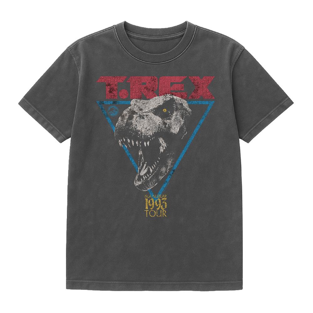 Black - Front - Jurassic Park Unisex Adult T-Rex Vintage Wash T-Shirt