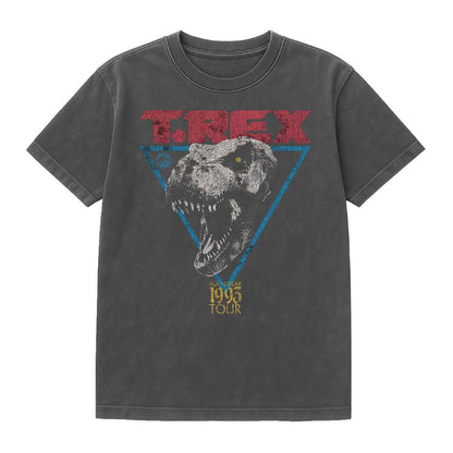 Black - Front - Jurassic Park Unisex Adult T-Rex Vintage Wash T-Shirt