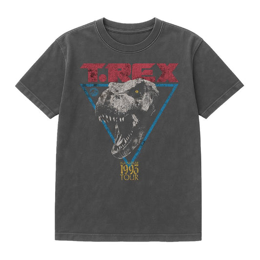 Black - Front - Jurassic Park Unisex Adult T-Rex Vintage Wash T-Shirt