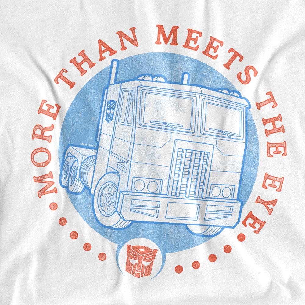 White - Side - Transformers Unisex Adult More Than Meets The Eye Optimus Prime Truck T-Shirt