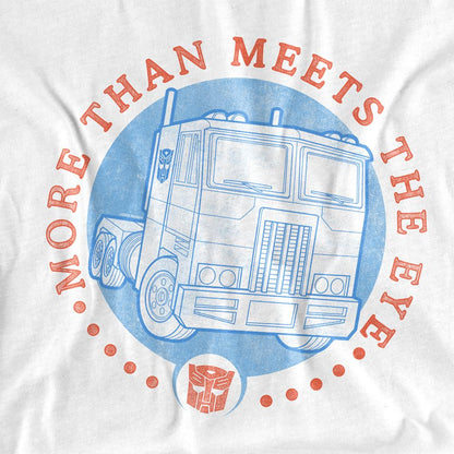 White - Side - Transformers Unisex Adult More Than Meets The Eye Optimus Prime Truck T-Shirt