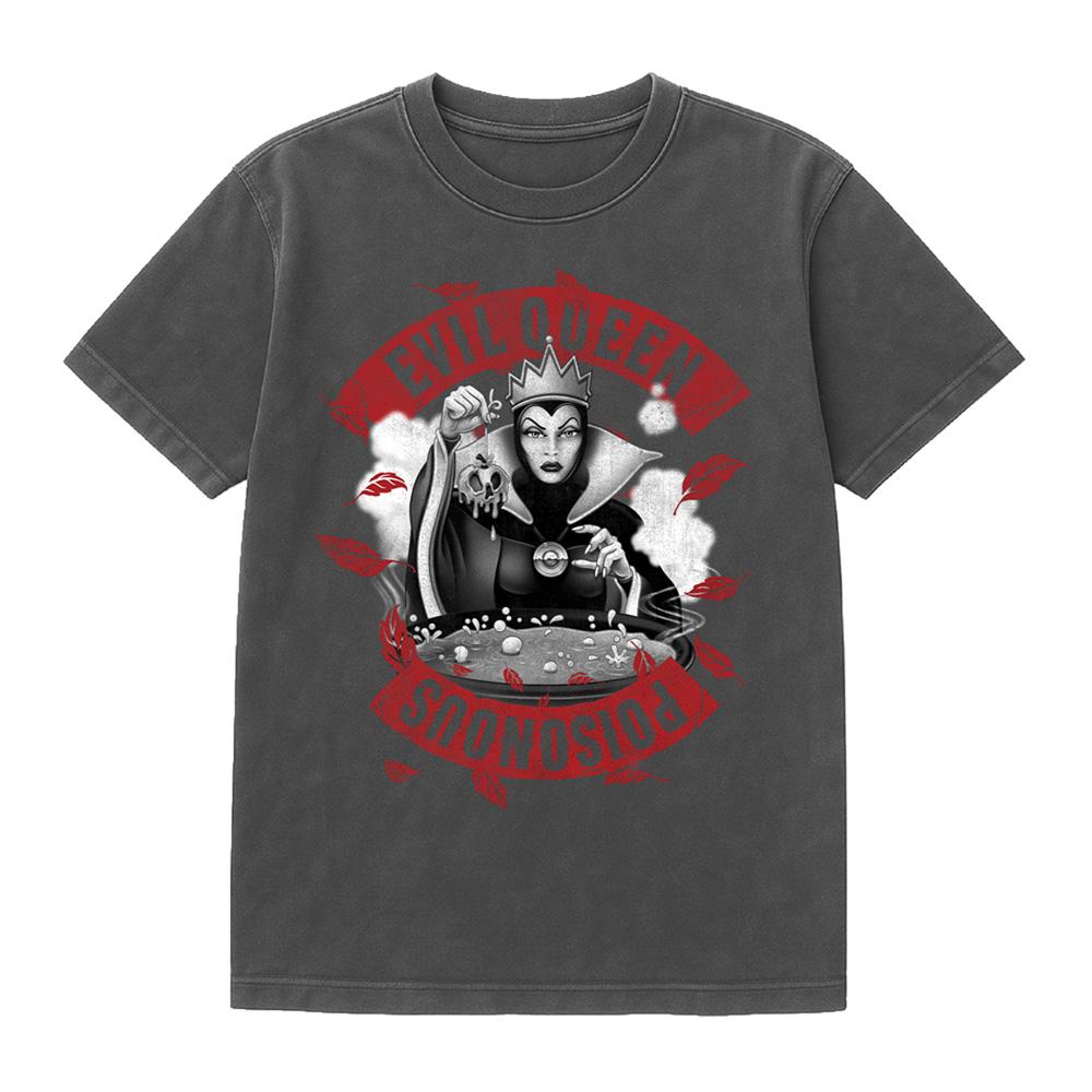 Black - Front - Disney Villains Unisex Adult Poisonous Band Evil Queen Vintage Wash T-Shirt