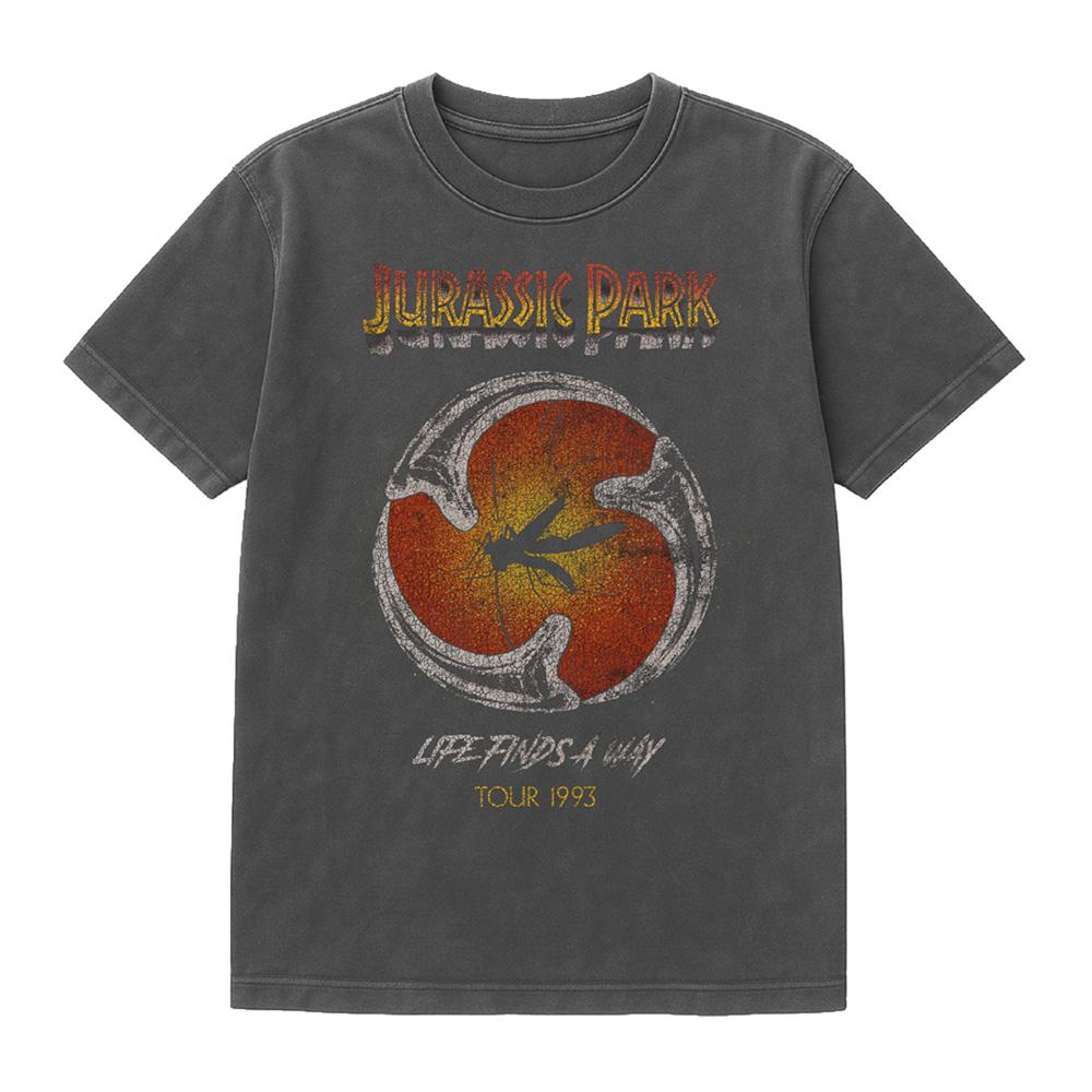 Black - Front - Jurassic Park Unisex Adult Life Finds A Way Vintage Wash T-Shirt