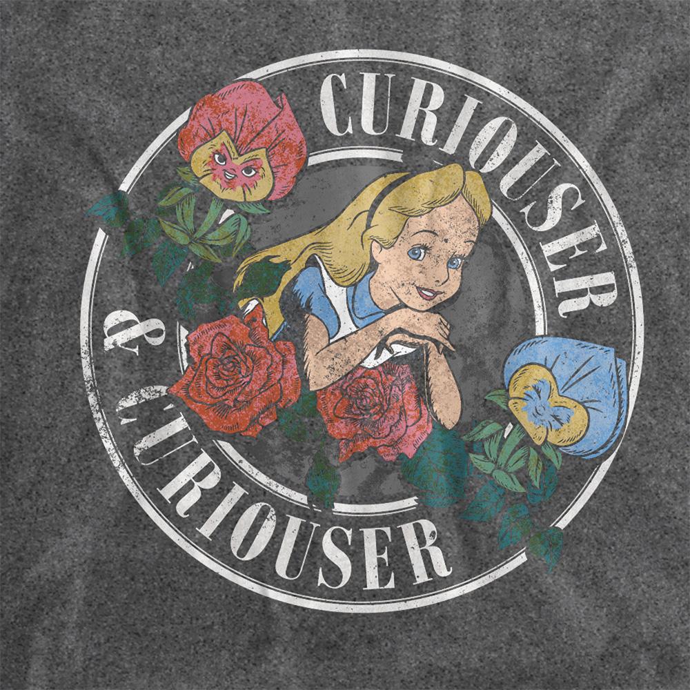 Black - Side - Alice In Wonderland Unisex Adult Curiouser Band Vintage Wash T-Shirt