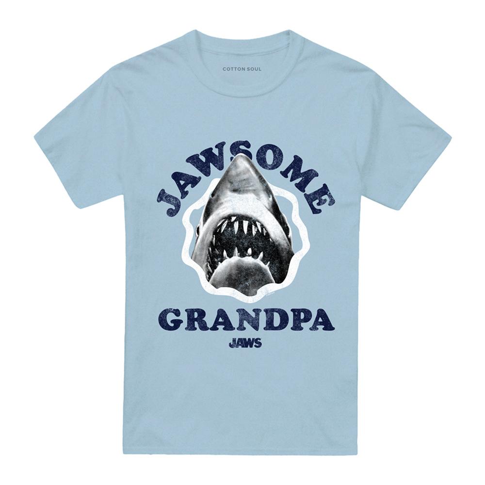 Light Blue - Front - Jaws Unisex Adult Jawsome Grandpa T-Shirt