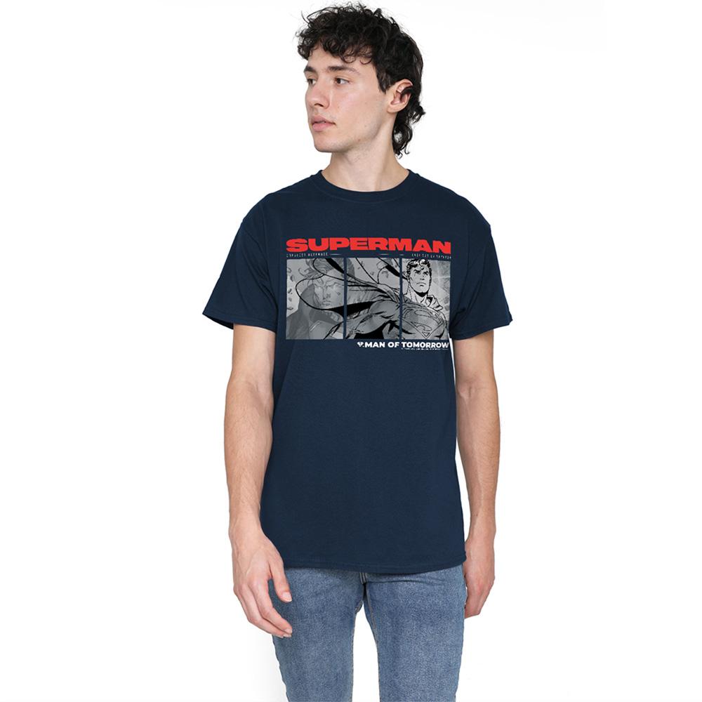 Navy - Lifestyle - Superman Man Of Steel Unisex Adult Comic T-Shirt