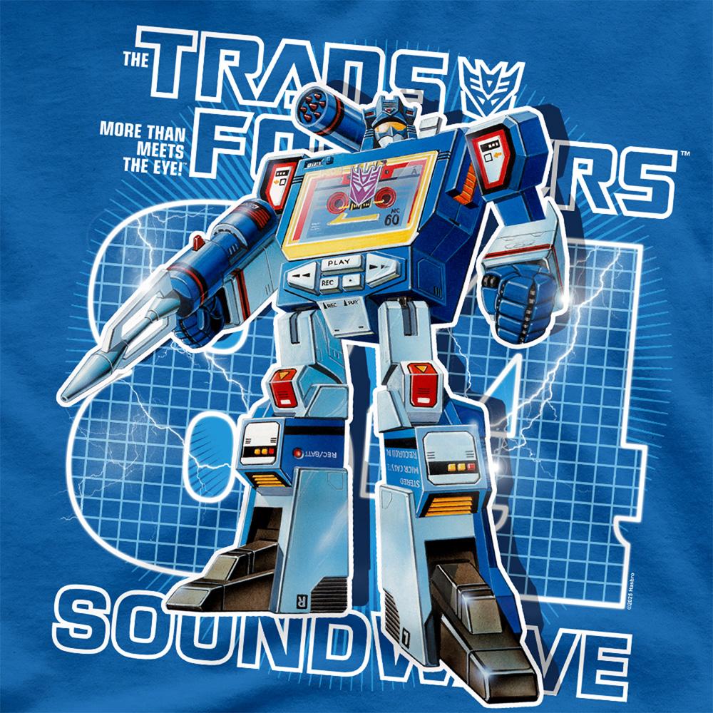 Royal Blue - Side - Transformers Unisex Adult Generations  Retro Decepticon 1984 Soundwave T-Shirt