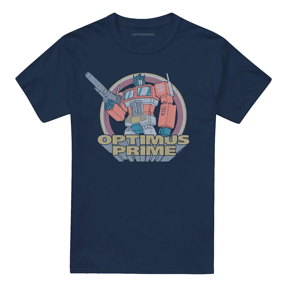 Navy - Front - Transformers Unisex Adult Generations Flea Market Heroic Autobot Optimus Prime T-Shirt