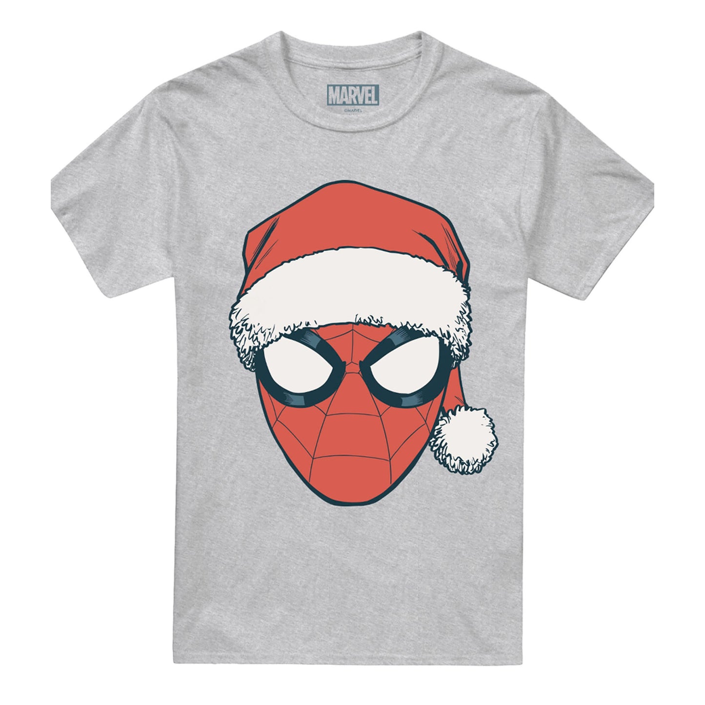 Athletic - Front - Spider-Man Unisex Adult Santa Hat Heather Christmas T-Shirt