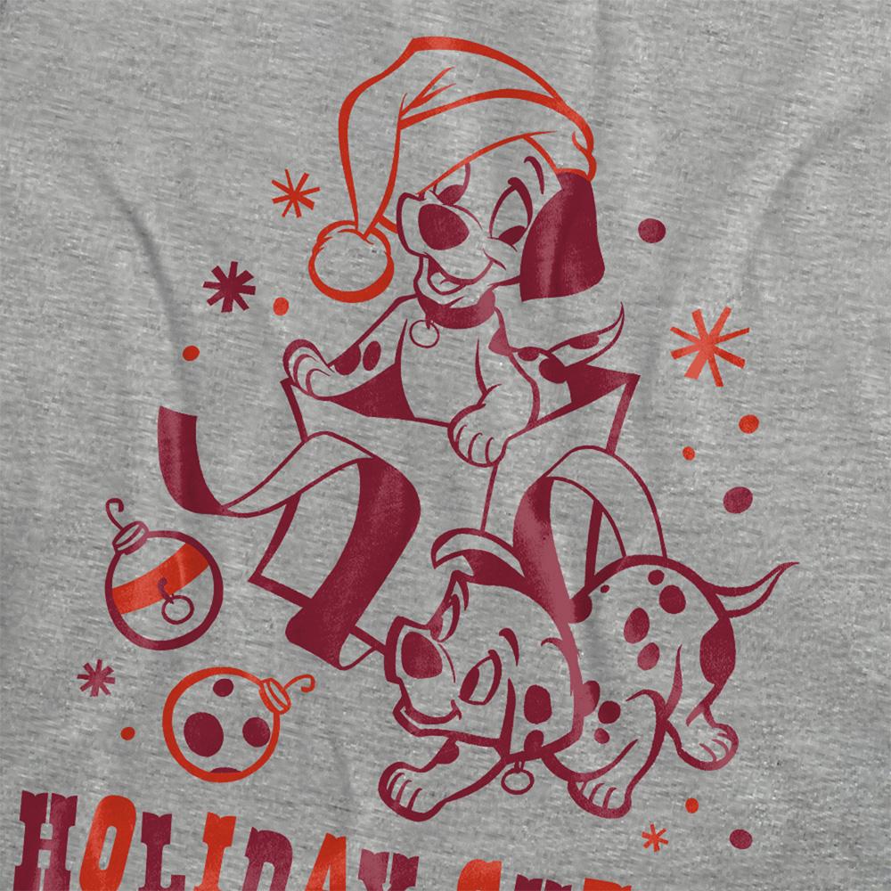 Athletic - Side - Disney Womens-Ladies 101 Dalmatians Holiday Cheer Dogs Heather Christmas T-Shirt