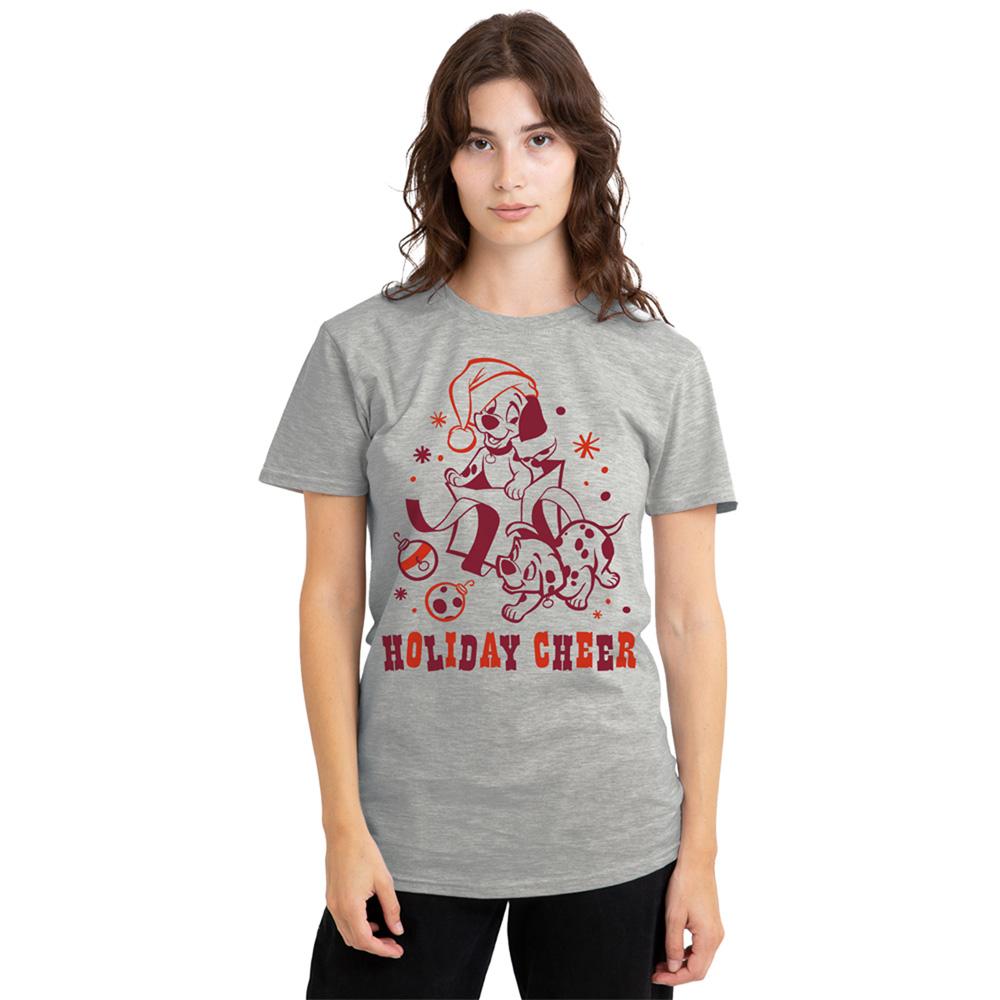 Athletic - Lifestyle - Disney Womens-Ladies 101 Dalmatians Holiday Cheer Dogs Heather Christmas T-Shirt