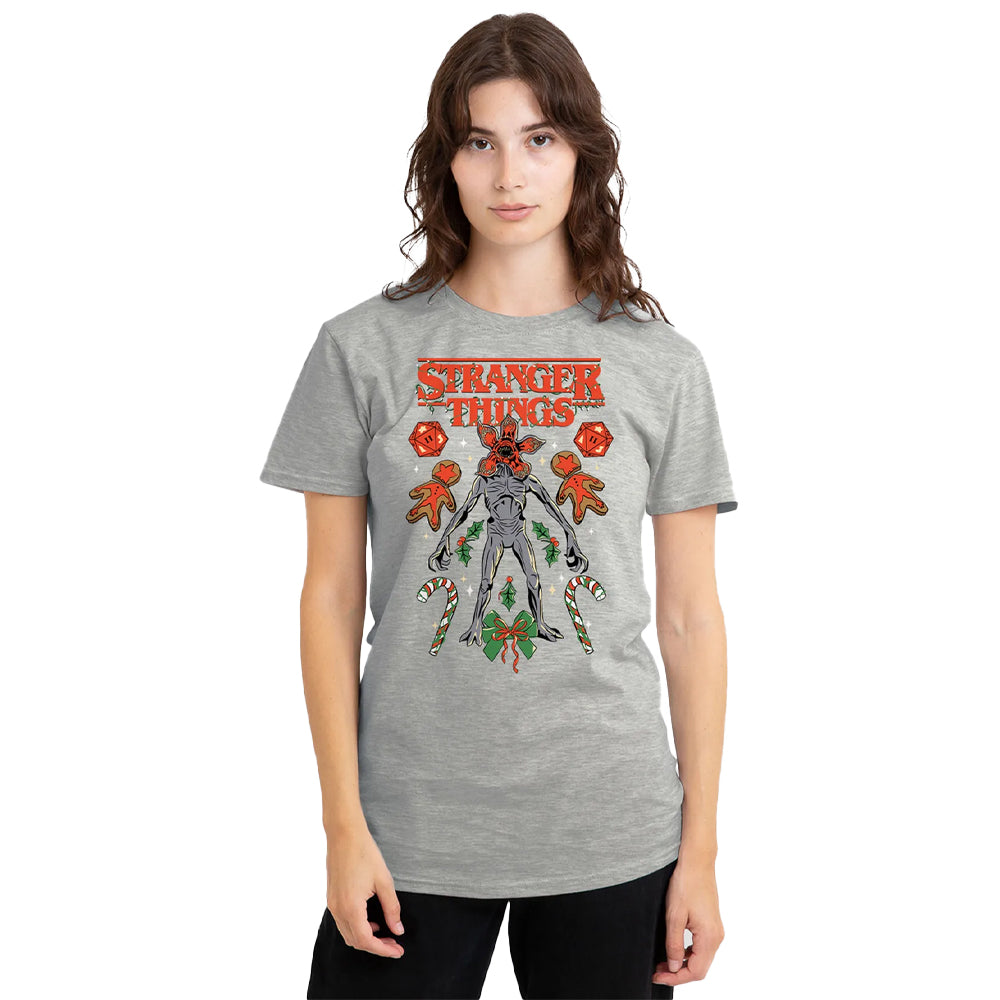 Athletic - Lifestyle - Stranger Things 4 Unisex Adult Demogorgon Dice, Canes & Cookies Heather Christmas T-Shirt