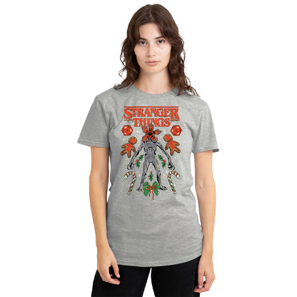 Athletic - Lifestyle - Stranger Things 4 Unisex Adult Demogorgon Dice, Canes & Cookies Heather Christmas T-Shirt