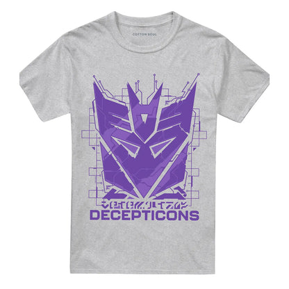 Athletic - Front - Transformers Unisex Adult Generations Tech Icon Decepticons Logo Heather T-Shirt