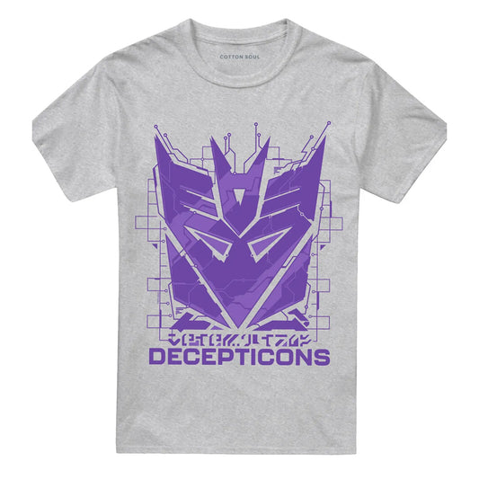 Athletic - Front - Transformers Unisex Adult Generations Tech Icon Decepticons Logo Heather T-Shirt