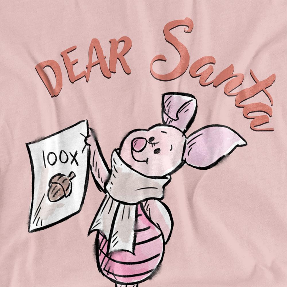 Pink - Back - Winnie the Pooh Womens-Ladies Dear Santa Piglet Christmas T-Shirt