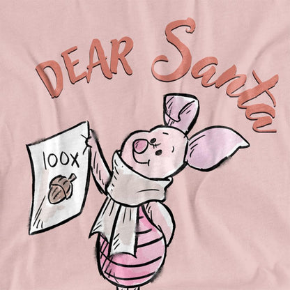Pink - Back - Winnie the Pooh Womens-Ladies Dear Santa Piglet Christmas T-Shirt