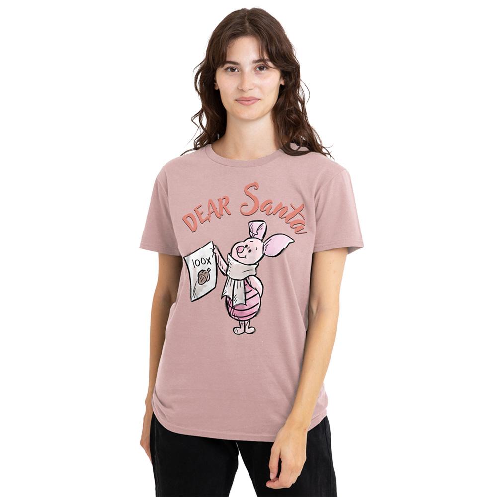 Pink - Lifestyle - Winnie the Pooh Womens-Ladies Dear Santa Piglet Christmas T-Shirt