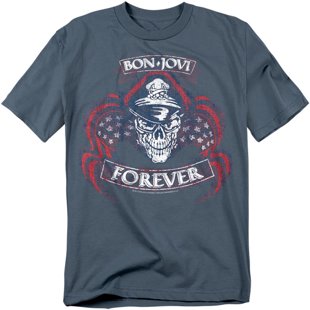 Slate - Front - Bon Jovi Unisex Adult Forever Skull T-Shirt