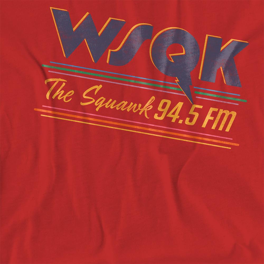 Red - Back - Stranger Things Womens-Ladies Wsqk The Squawk Radio T-Shirt