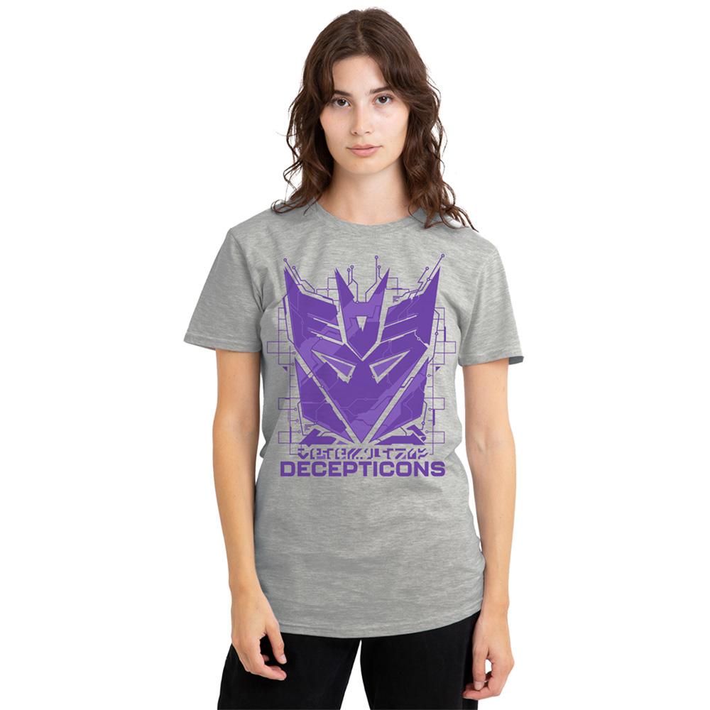 Athletic - Pack Shot - Transformers Womens-Ladies Generations Tech Decepticons Icon Heather Logo T-Shirt