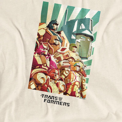 Natural - Side - Transformers Womens-Ladies Autobots Assemble T-Shirt