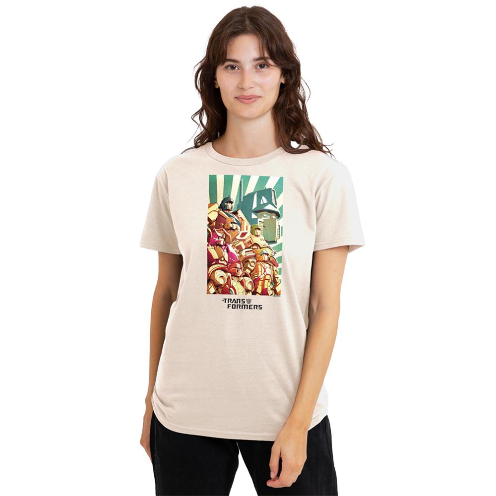 Natural - Pack Shot - Transformers Womens-Ladies Autobots Assemble T-Shirt