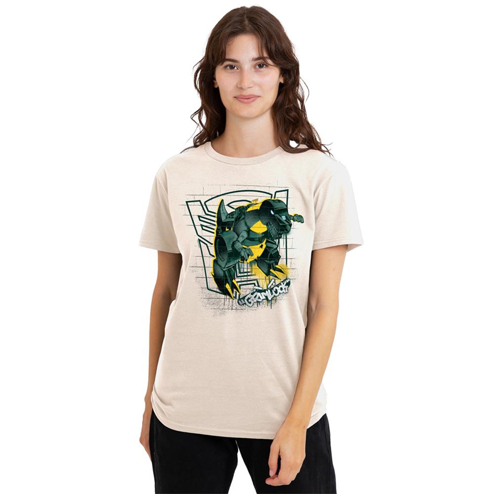 Natural - Pack Shot - Transformers Womens-Ladies Generations Street Style Dinobot T-Shirt