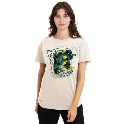 Natural - Pack Shot - Transformers Womens-Ladies Generations Street Style Dinobot T-Shirt