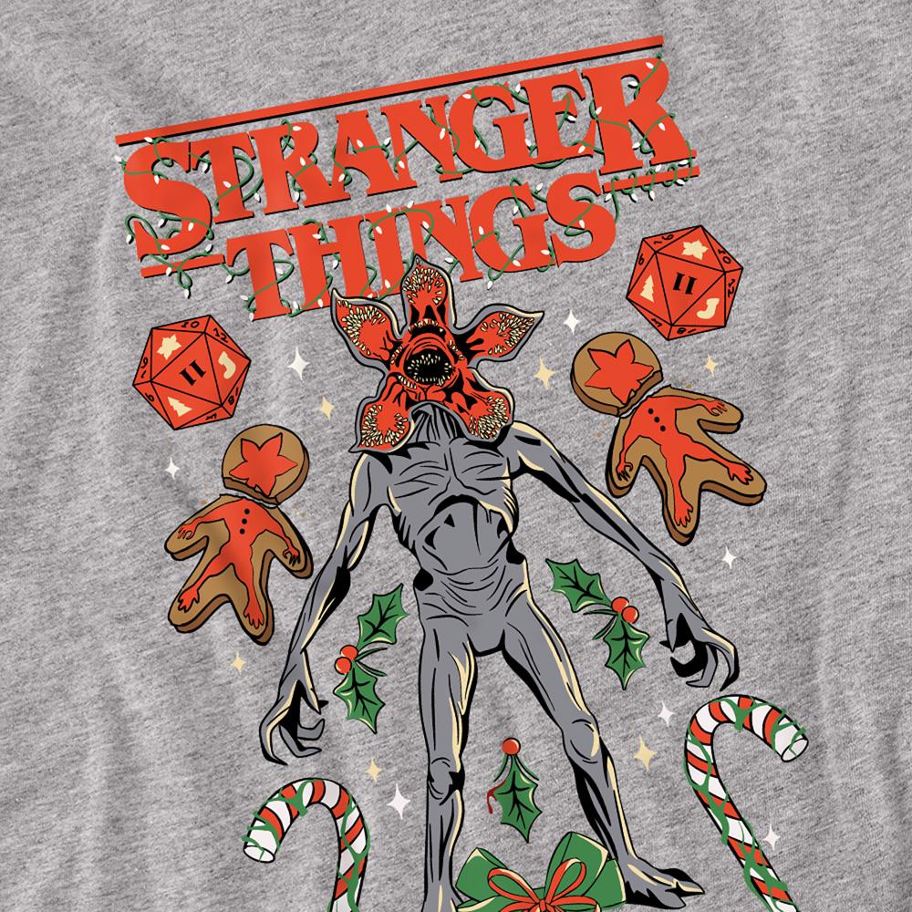 Athletic - Side - Stranger Things 4 Unisex Adult Demogorgon Dice, Canes & Cookies Heather Long-Sleeved Christmas T-Shirt